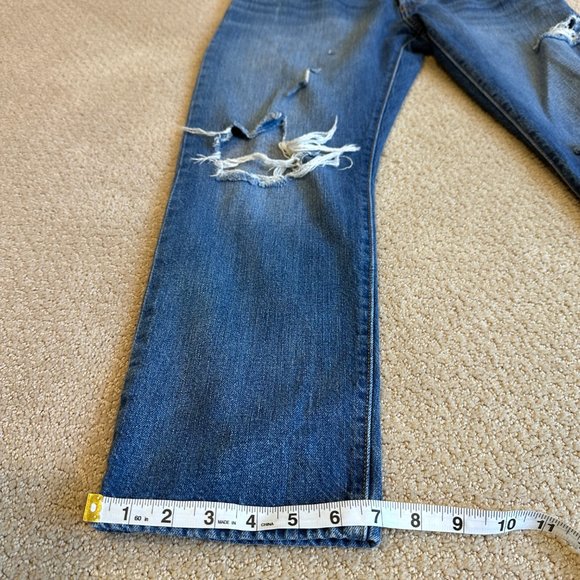 Levi's Jeans 501 CT Crop Taper Boyfriend Button Fly Boho Distress Artsy Size 32 - Picture 8 of 12